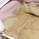 VALENTINO Studs Hand Bag Leather 2way Pink Gold Auth BA4259-22
