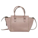 VALENTINO Studs Hand Bag Leather 2way Pink Gold Auth BA4259-2