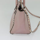 VALENTINO Studs Hand Bag Leather 2way Pink Gold Auth BA4259-4
