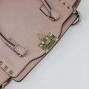 VALENTINO Studs Hand Bag Leather 2way Pink Gold Auth BA4259-6
