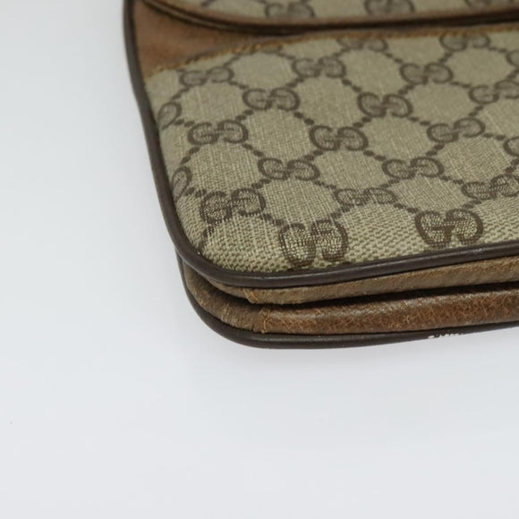 GUCCI GG Supreme Shoulder Bag PVC Beige Gold Auth BA4262