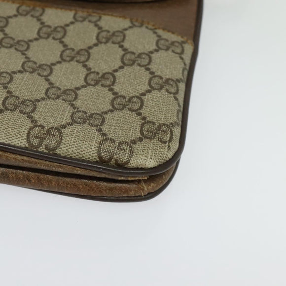 GUCCI GG Supreme Shoulder Bag PVC Beige Gold Auth BA4262