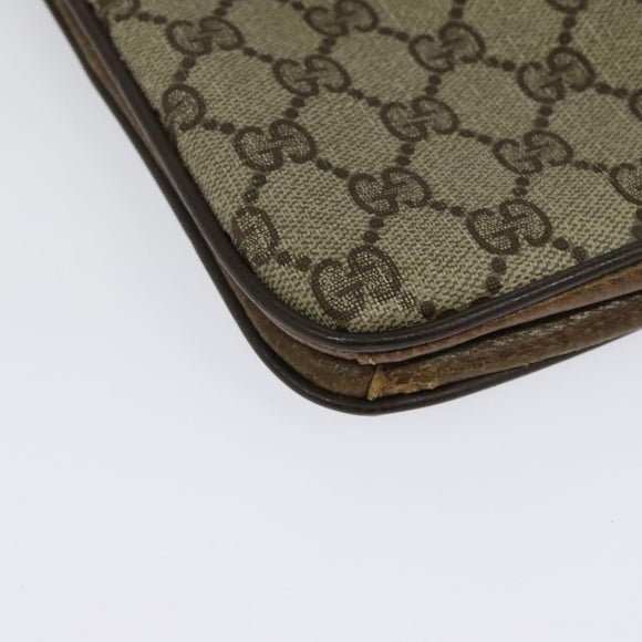 GUCCI GG Supreme Shoulder Bag PVC Beige Gold Auth BA4262