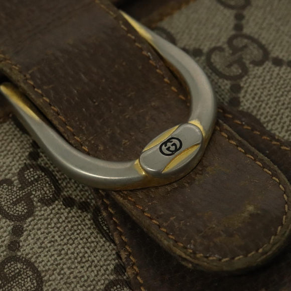 GUCCI GG Supreme Shoulder Bag PVC Beige Gold Auth BA4262