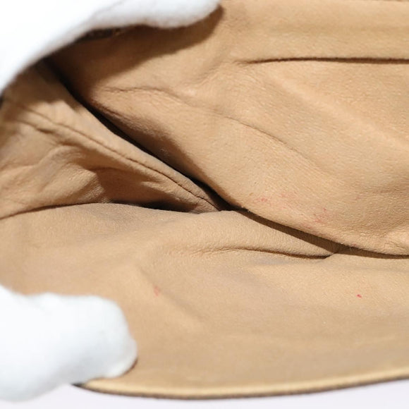 GUCCI GG Supreme Shoulder Bag PVC Beige Gold Auth BA4262