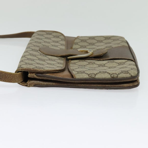 GUCCI GG Supreme Shoulder Bag PVC Beige Gold Auth BA4262