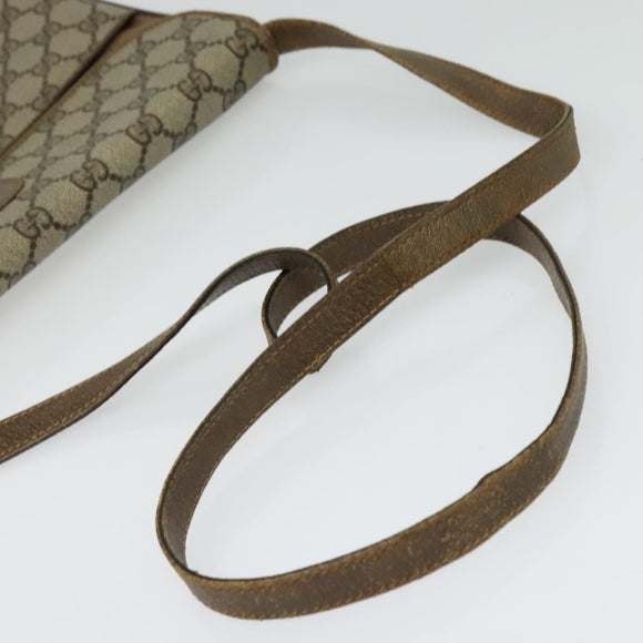 GUCCI GG Supreme Shoulder Bag PVC Beige Gold Auth BA4262