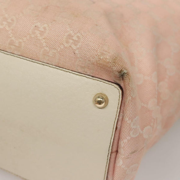 GUCCI GG Canvas Tote Bag Pink Gold 120836 Auth BA4263