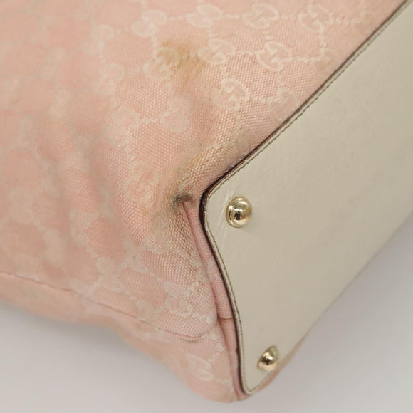 GUCCI GG Canvas Tote Bag Pink Gold 120836 Auth BA4263