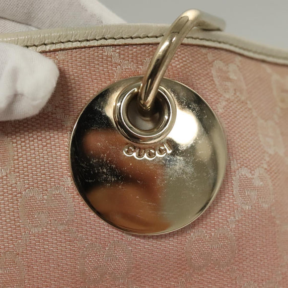 GUCCI GG Canvas Tote Bag Pink Gold 120836 Auth BA4263