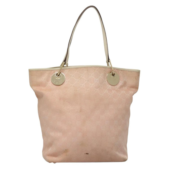 GUCCI GG Canvas Tote Bag Pink Gold 120836 Auth BA4263