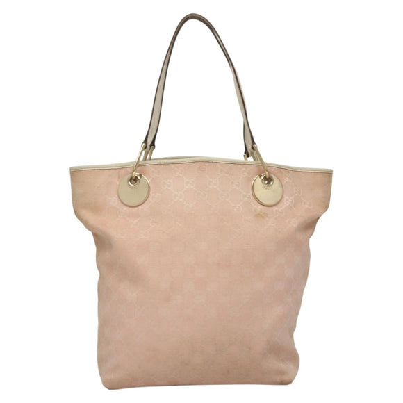 GUCCI GG Canvas Tote Bag Pink Gold 120836 Auth BA4263