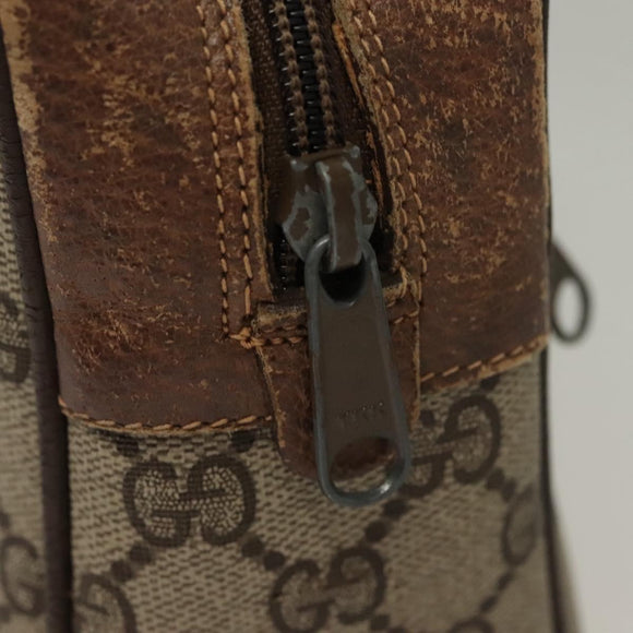 GUCCI GG Supreme Web Sherry Line Bag PVC Beige Gold 378 02 005 Auth BA4264