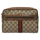 GUCCI GG Supreme Web Sherry Line Bag PVC Beige Gold 378 02 005 Auth BA4264-13