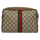 GUCCI GG Supreme Web Sherry Line Bag PVC Beige Gold 378 02 005 Auth BA4264-2