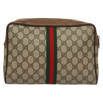 GUCCI GG Supreme Web Sherry Line Bag PVC Beige Gold 378 02 005 Auth BA4264 - 0