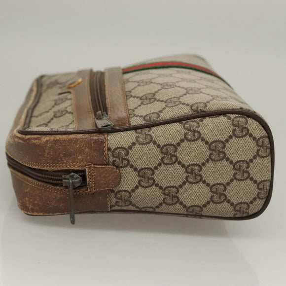 GUCCI GG Supreme Web Sherry Line Bag PVC Beige Gold 378 02 005 Auth BA4264