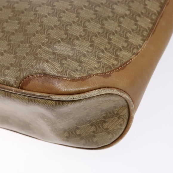CELINE Macadam Canvas Shoulder Bag PVC Beige Gold Auth BA4269