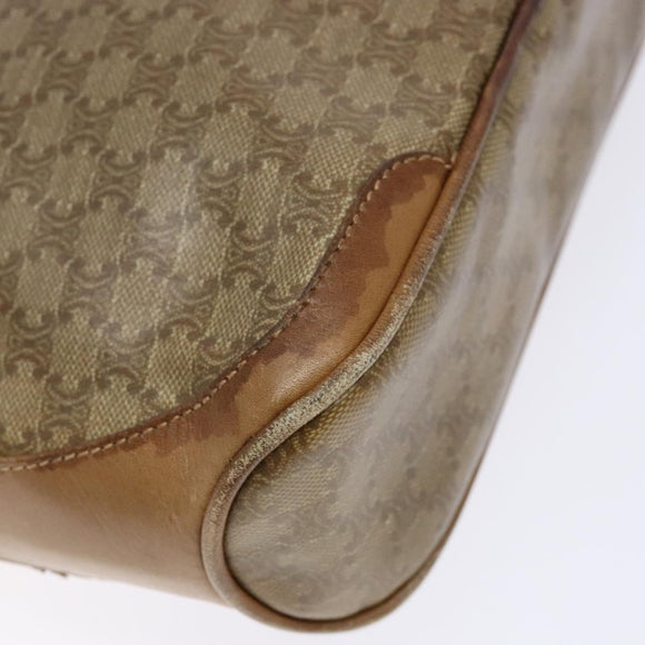 CELINE Macadam Canvas Shoulder Bag PVC Beige Gold Auth BA4269