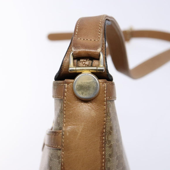 CELINE Macadam Canvas Shoulder Bag PVC Beige Gold Auth BA4269