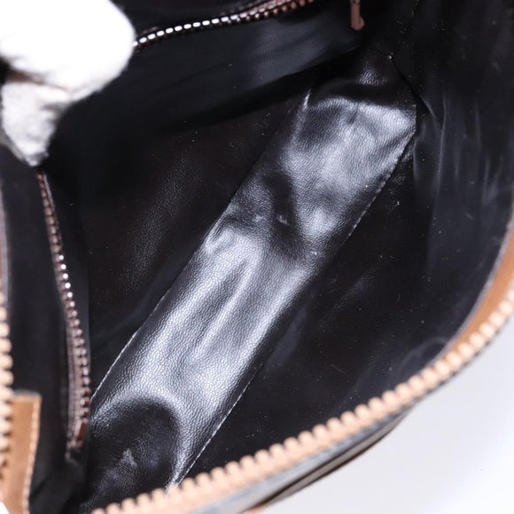 CELINE Macadam Canvas Shoulder Bag PVC Beige Gold Auth BA4269