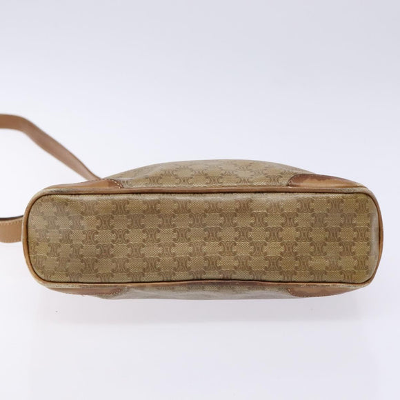 CELINE Macadam Canvas Shoulder Bag PVC Beige Gold Auth BA4269