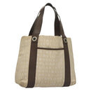 BVLGARI Logo Mania Tote Bag Canvas Beige Silver Auth BA4270-1