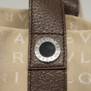 BVLGARI Logo Mania Tote Bag Canvas Beige Silver Auth BA4270-18