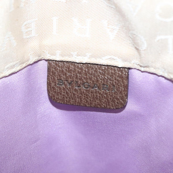 BVLGARI Logo Mania Tote Bag Canvas Beige Silver Auth BA4270