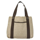 BVLGARI Logo Mania Tote Bag Canvas Beige Silver Auth BA4270-13