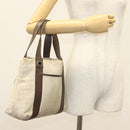 BVLGARI Logo Mania Tote Bag Canvas Beige Silver Auth BA4270-22