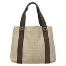 BVLGARI Logo Mania Tote Bag Canvas Beige Silver Auth BA4270-2