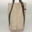 BVLGARI Logo Mania Tote Bag Canvas Beige Silver Auth BA4270-5