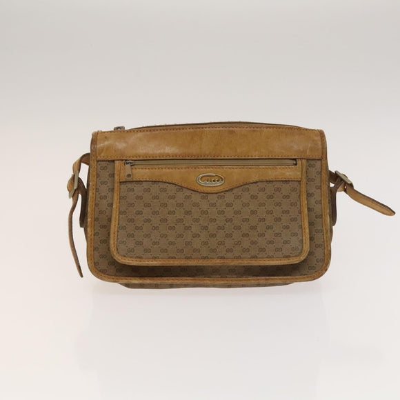 GUCCI GG Canvas Micro GG Supreme Shoulder Bag PVC 2Set Beige Brown Auth BA4272