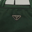PRADA Hand Bag Nylon Khaki Silver Auth BA4277-19