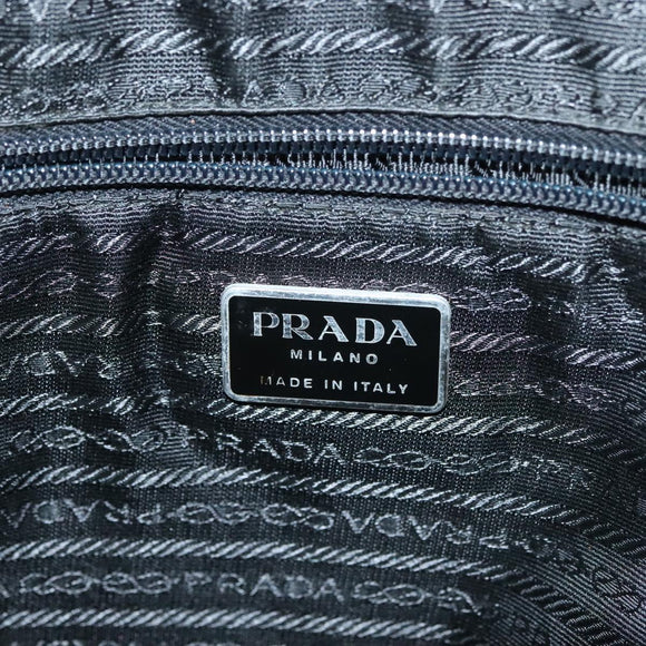 PRADA Hand Bag Nylon Khaki Silver Auth BA4277