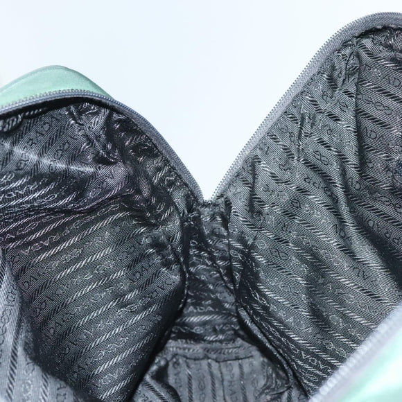 PRADA Hand Bag Nylon Khaki Silver Auth BA4277