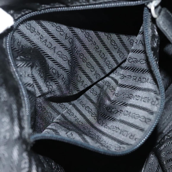 PRADA Hand Bag Nylon Khaki Silver Auth BA4277