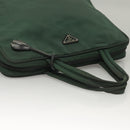 PRADA Hand Bag Nylon Khaki Silver Auth BA4277-7
