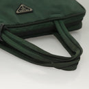PRADA Hand Bag Nylon Khaki Silver Auth BA4277-8