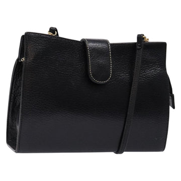 BALLY Shoulder Bag Leather Black Gold Auth BA4279