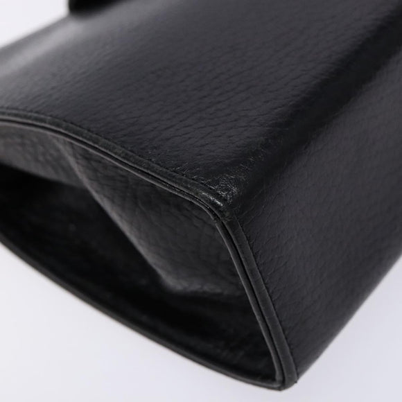 BALLY Shoulder Bag Leather Black Gold Auth BA4279