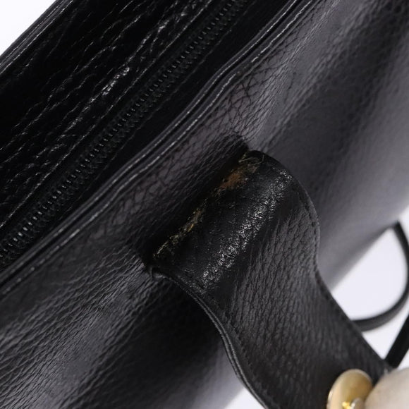 BALLY Shoulder Bag Leather Black Gold Auth BA4279