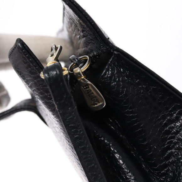 BALLY Shoulder Bag Leather Black Gold Auth BA4279