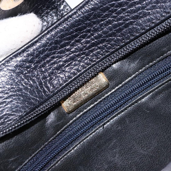 BALLY Shoulder Bag Leather Black Gold Auth BA4279