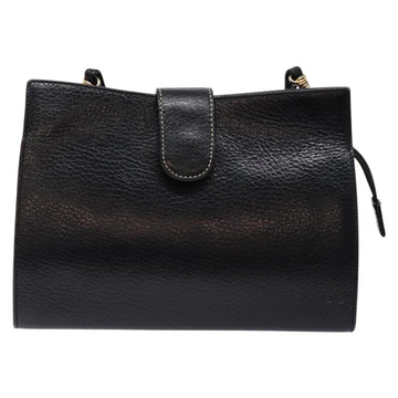 BALLY Shoulder Bag Leather Black Gold Auth BA4279 - 0