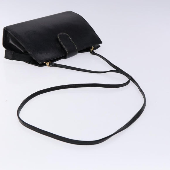 BALLY Shoulder Bag Leather Black Gold Auth BA4279