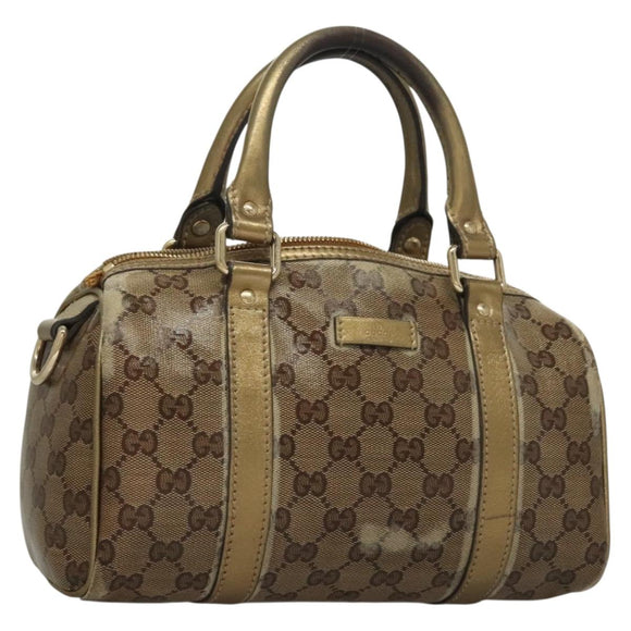 GUCCI GG Crystal Hand Bag Coated Canvas Brown Gold 193604 Auth BA4280