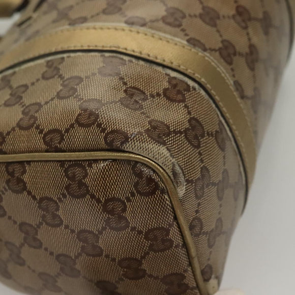 GUCCI GG Crystal Hand Bag Coated Canvas Brown Gold 193604 Auth BA4280