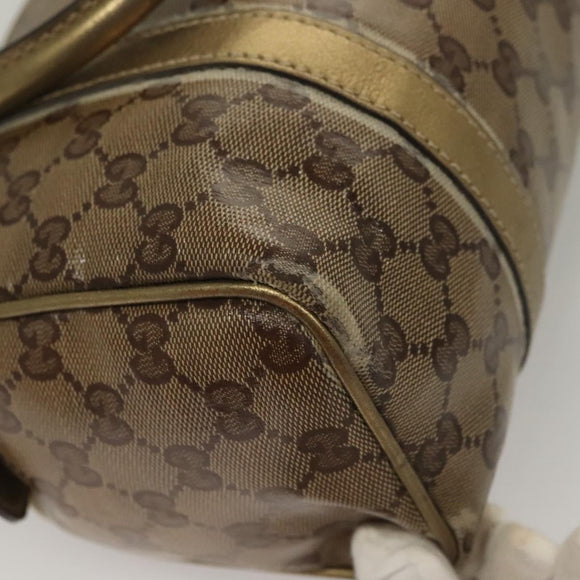 GUCCI GG Crystal Hand Bag Coated Canvas Brown Gold 193604 Auth BA4280